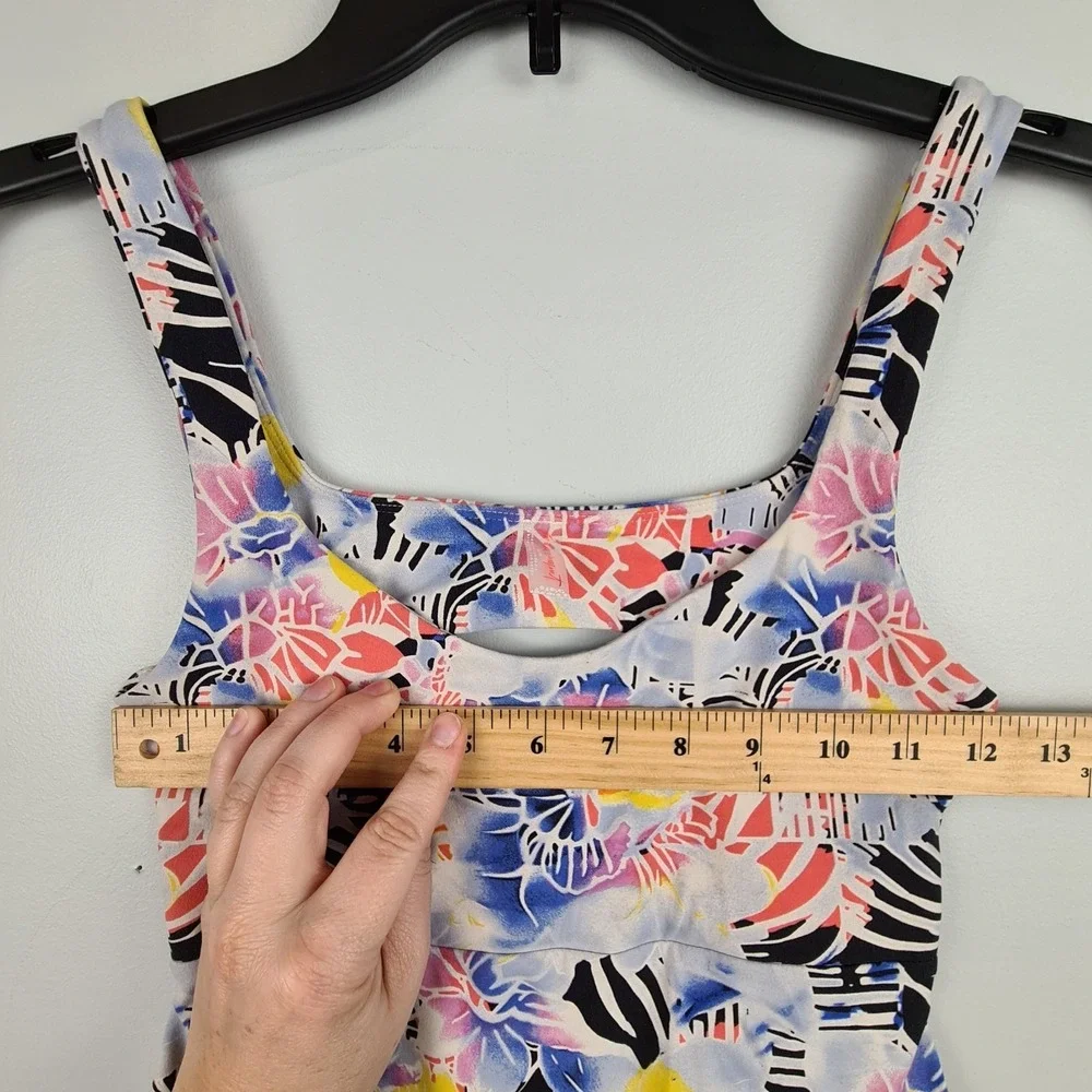 Free People Movement Tank Top Women's XS Pink Combo‎ Mystic Floral Cutout Back